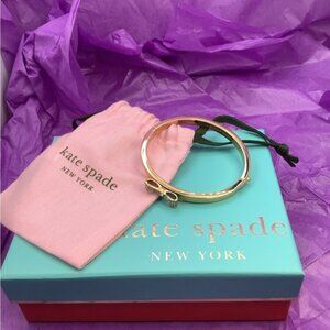 Kate Spade Rose Gold Rhinestones Bow hinged bangle Bracelet